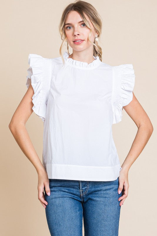 4-H white women’s ruffle sleeve top