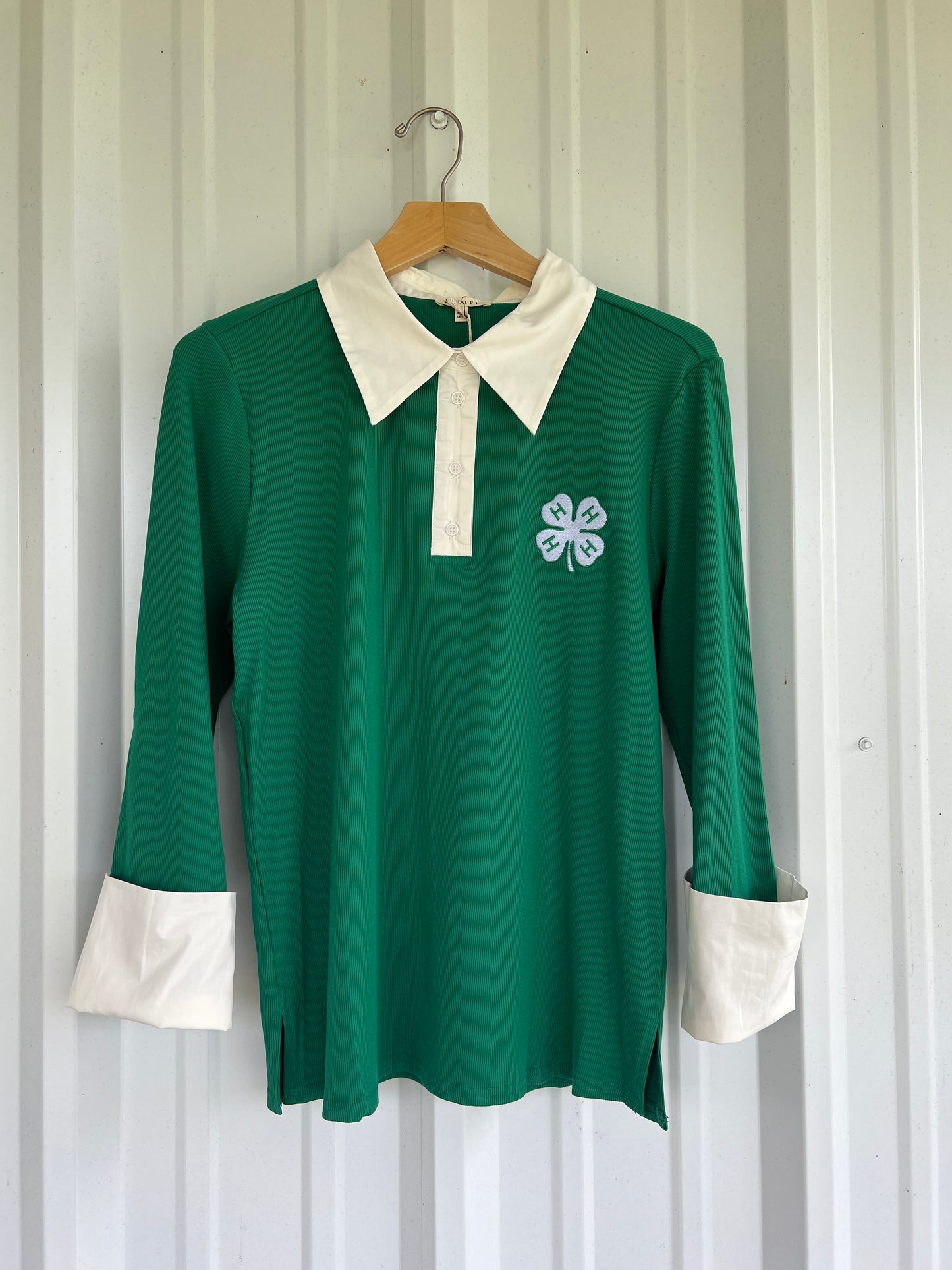 4-H women’s green ribbed collar shirt