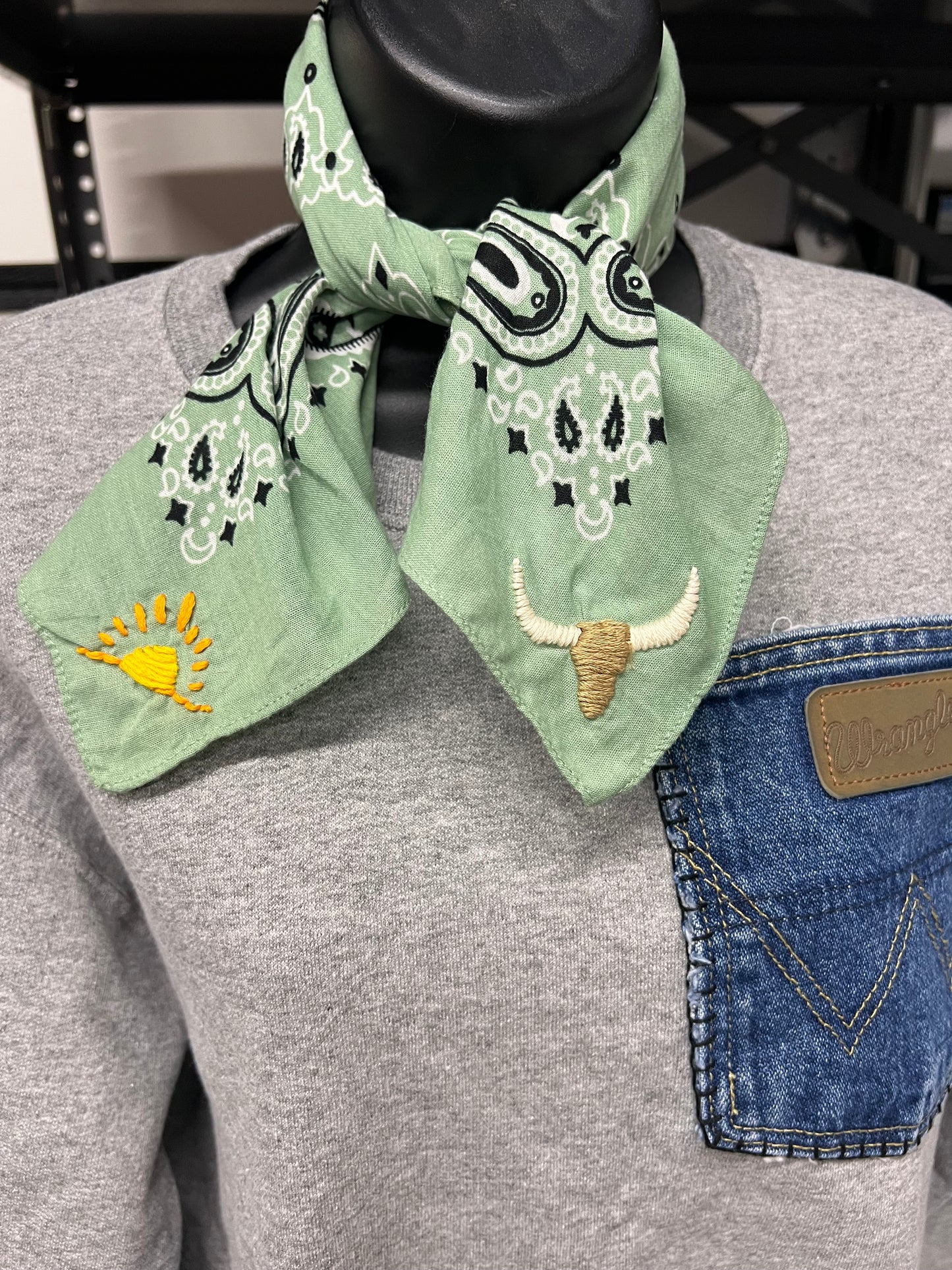 Hand embroidered bandana