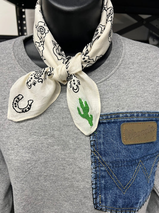 Hand embroidered bandana