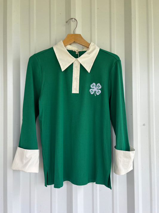 4-H women’s green ribbed collar shirt