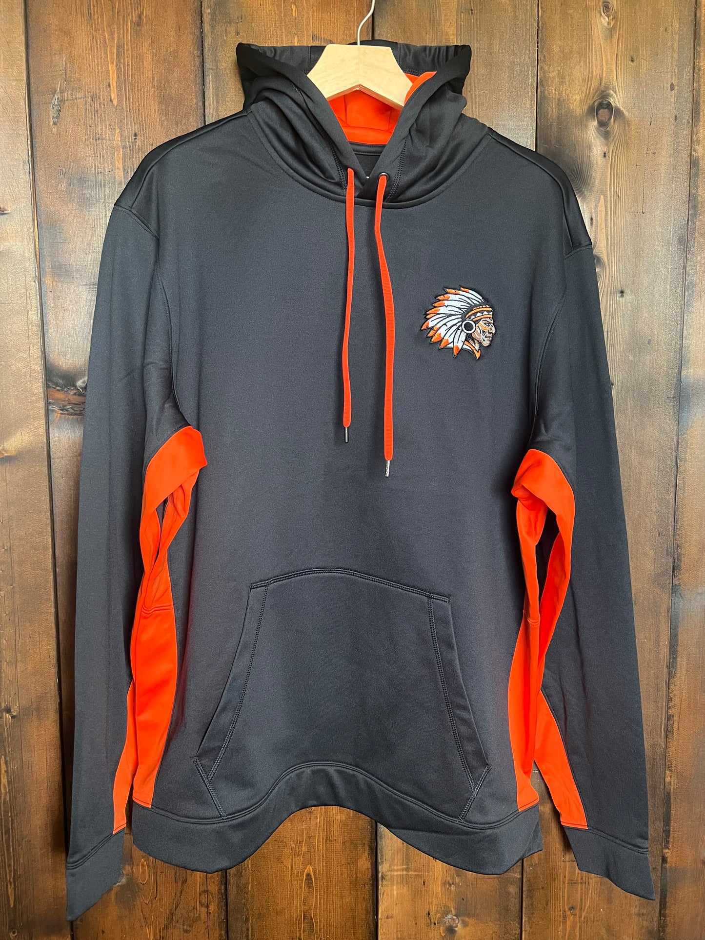 Orange/ black colorblock hoodie