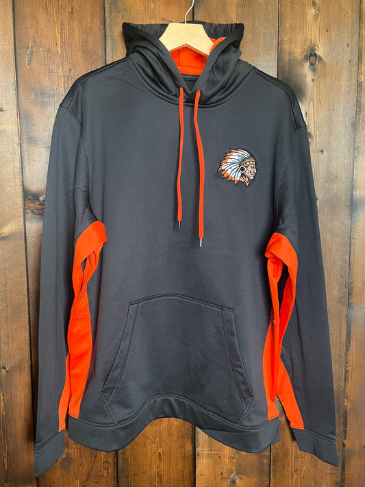 Orange/ black colorblock hoodie