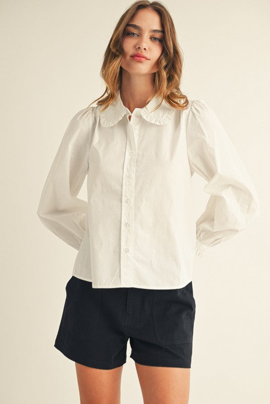 4-H White Peter Pan Collar button up