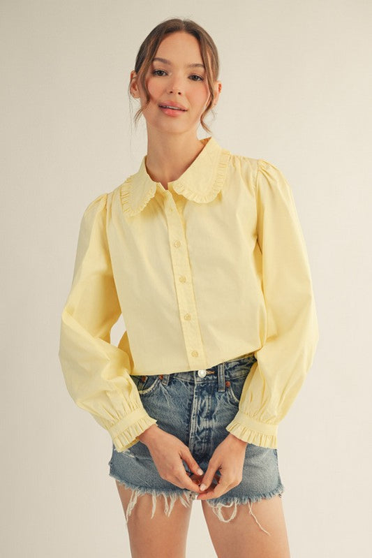 FFA Yellow Peter Pan Collar button up