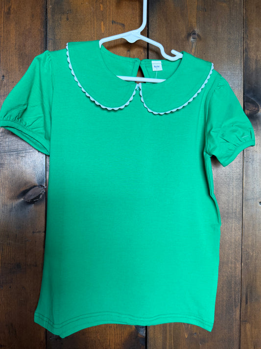4-H Green/white Peter Pan Collar polo
