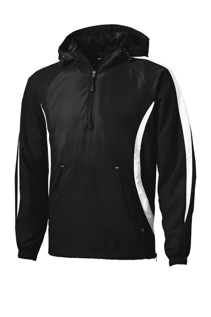 Adult black/white 1/4 zip hooded pull over