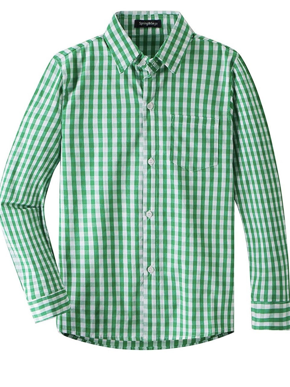 4-H Youth Kelly green/White checked button up